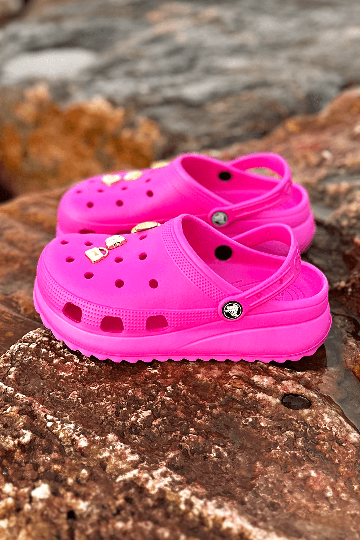 Classic Platform Clog Tokalı Pembe Terlik