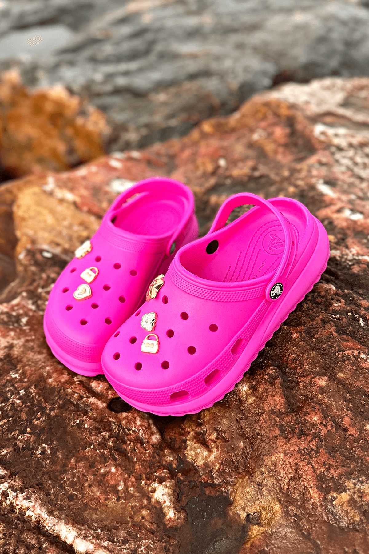 Classic Platform Clog Tokalı Pembe Terlik