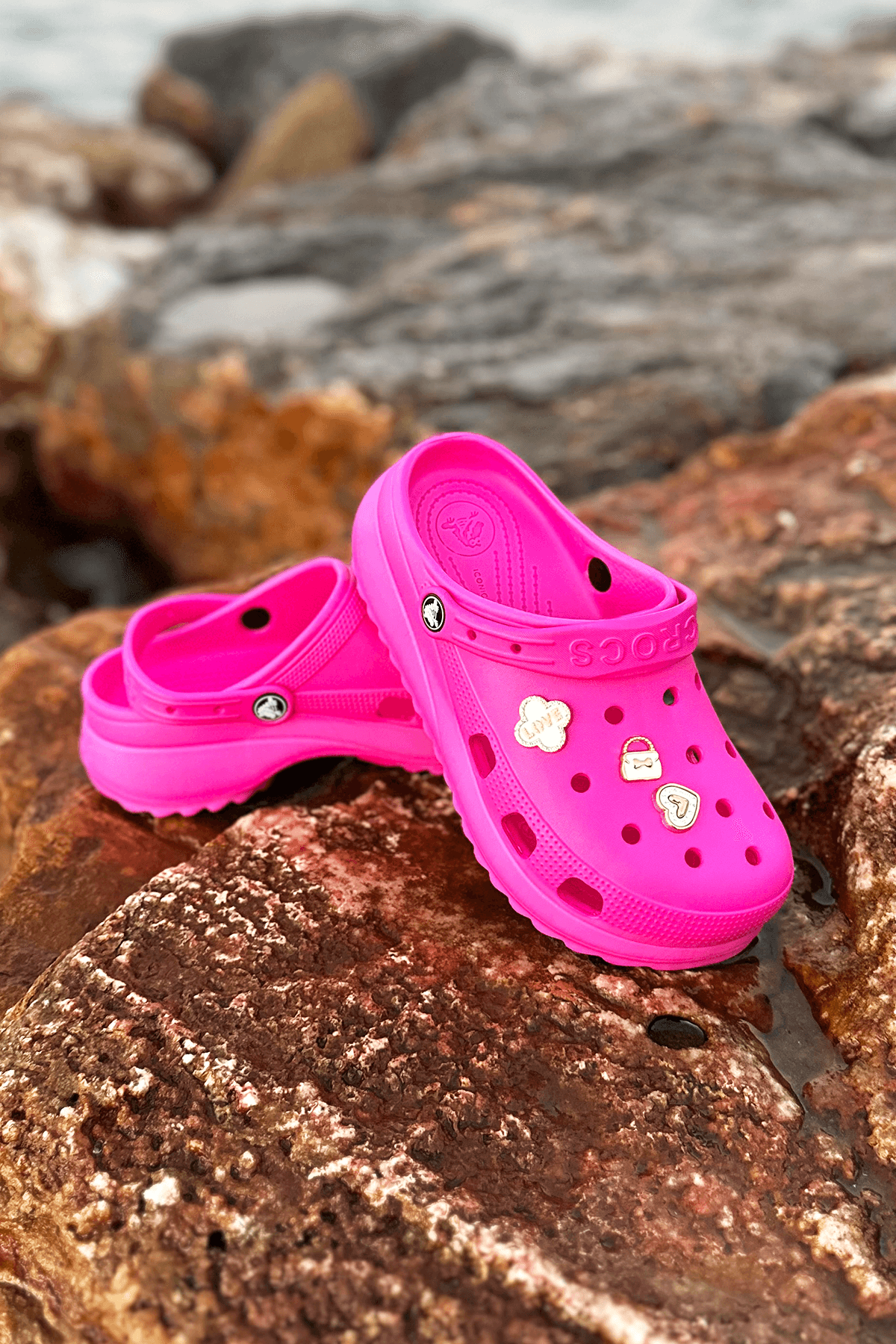 Classic Platform Clog Tokalı Pembe Terlik