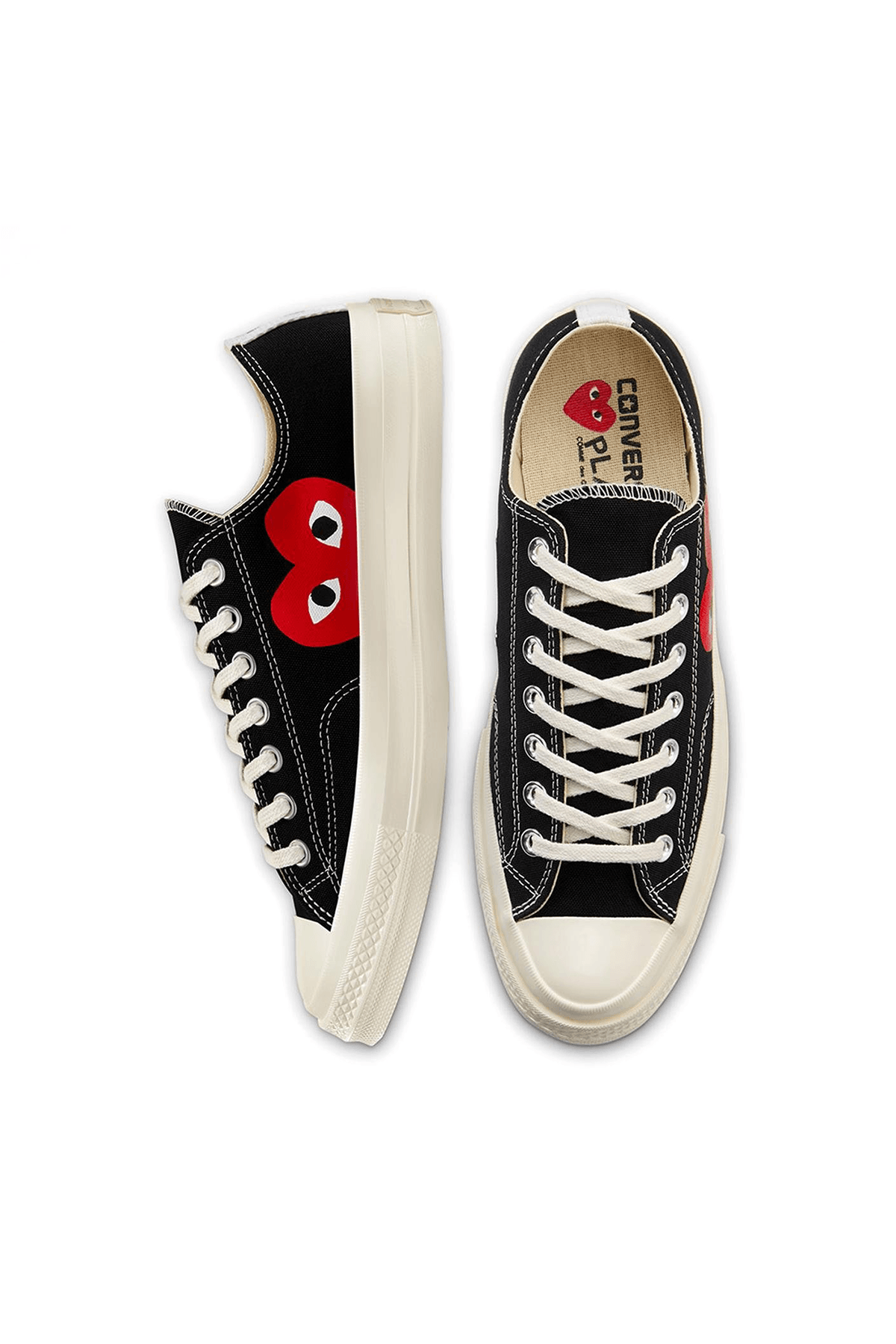 X Comme Des Garçons Play Chuck Kısa Siyah Sneakers