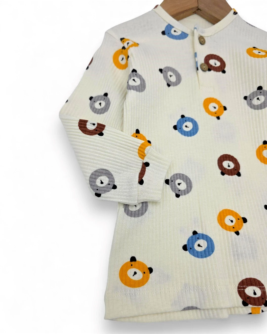 Erkek Bebek Fitilli Mevsimlik Sevimli Ayıcık Baskılı 6-9-12-18-24 Ay Ribanalı Alt Üst Şık Takım R2382