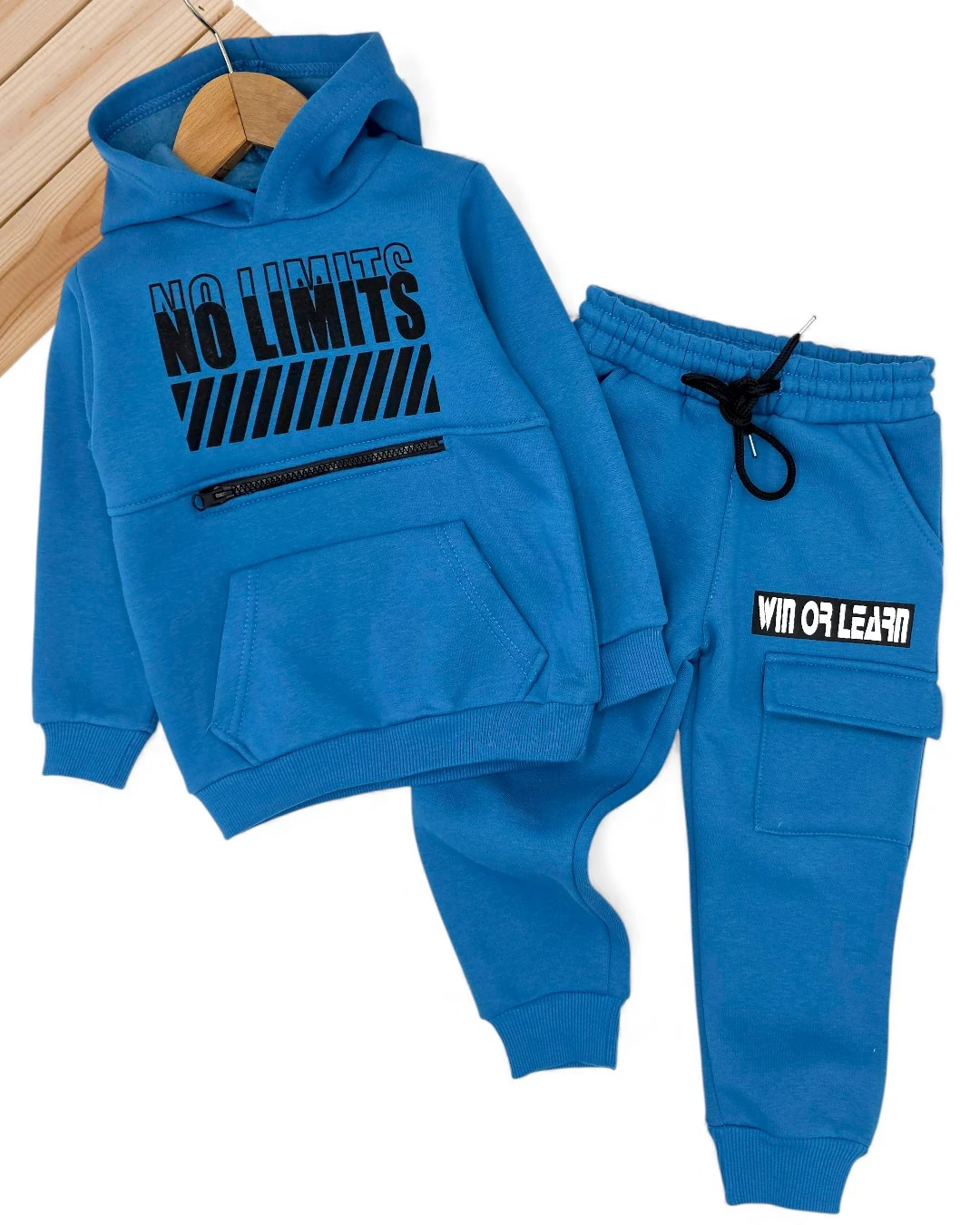 Erkek Çocuk NO LIMITS Baskılı Kışlık 3 İplik Şardonlu Kışlık Alt Üst Eşofman Takımı R2399 - SAKS