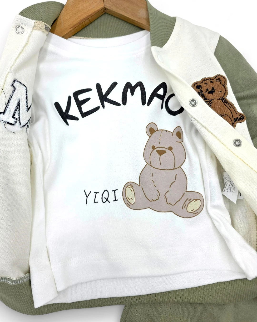 Erkek Bebek 3'lü Mevsimlik Takım | Kolej Ceketli, Uzun Kollu Üst ve Alt Takım | 6-9-12-18-24 Ay R2339