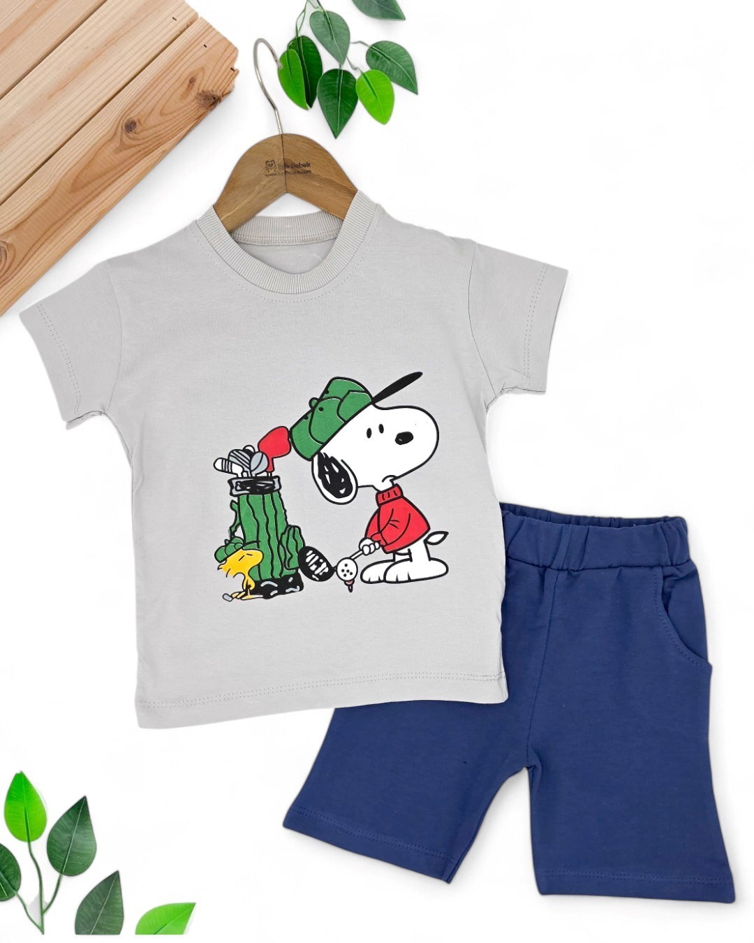 ERKEK ÇOCUK YAZLIK SNOOPY BASKILI 2-6 YAŞ ŞORTLU ALT ÜST TAKIM R1959