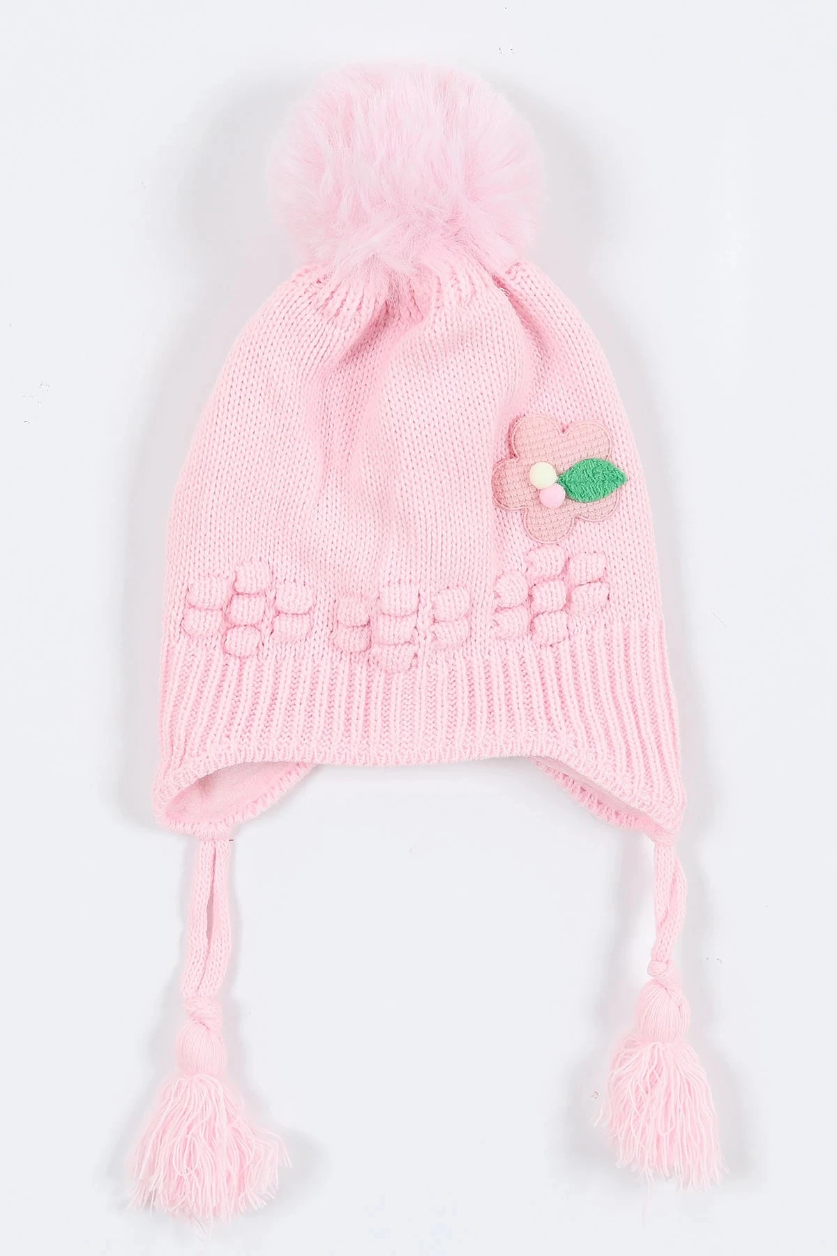 Kız Çocuk 1-4 Yaş İçi Polarlı Triko Bebek Beresi  BR28 - PEMBE
