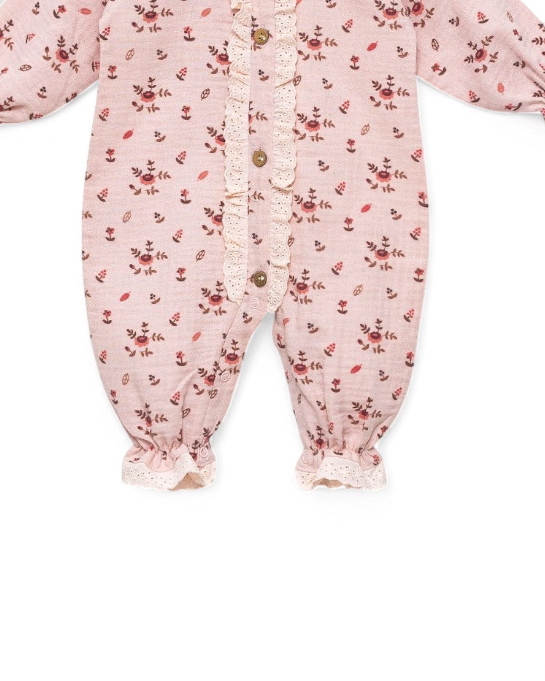 KIZ BEBEK MEVSİMLİK MÜSLİN KUMAŞ ÇİÇEK BASKILI FİSTO DETAYLI ÖZEL TULUM R1672