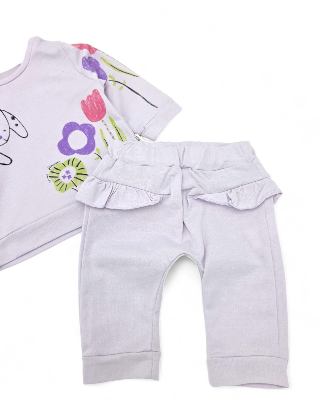 Kız Bebek ,Kedi ve Çiçek Baskılı, Mevsimlik 6-36 Ay Arası Şık Bebek Takımı Premium Kalite R2055