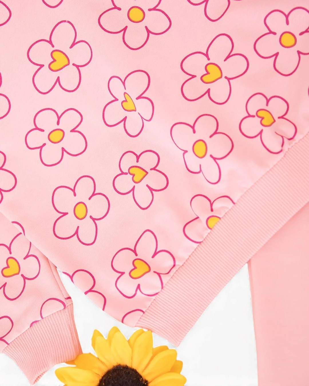 Kız Çocuk Mevsimlik Çiçek Baskılı, Çimalı Pantalonlu 2-10 Yaş Arası Eşofman Takımı R2391