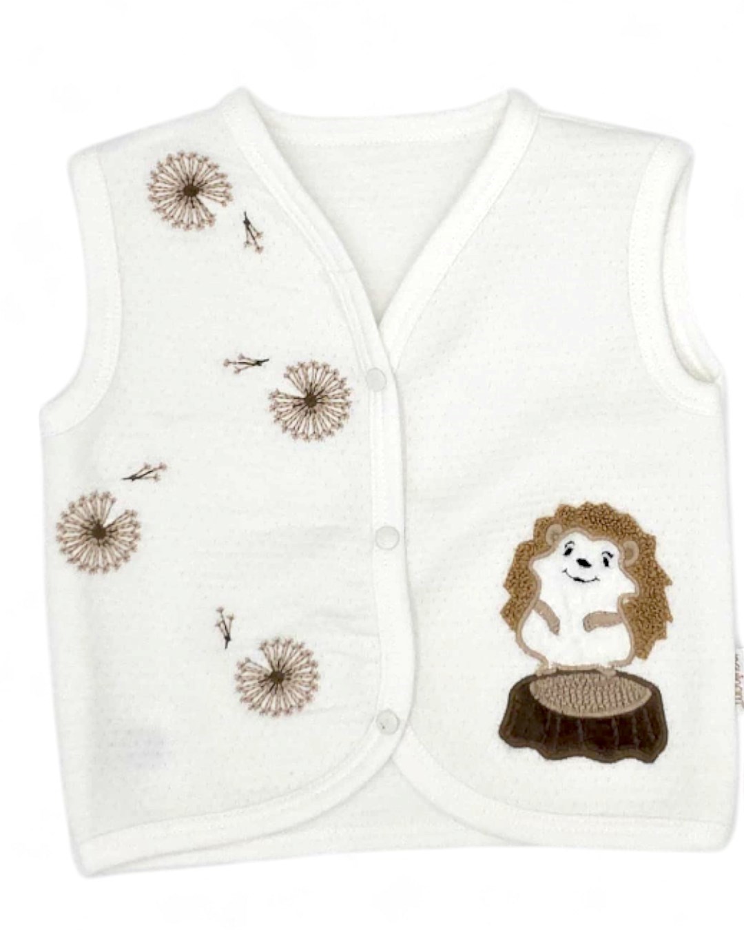 YENİ DOĞAN BEBEK 0-3-6-9-12 AY KİRPİ DETAYLI YELEK R1896 - EKRU
