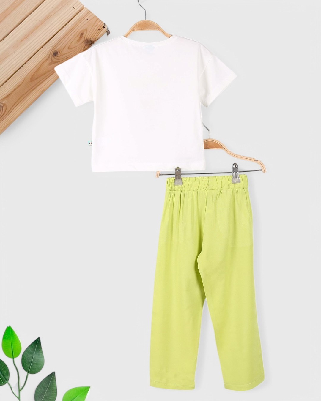 KIZ ÇOCUK PAPATYA BASKILI 6-7-8-9-10 YAŞ VİSKON PANTALONLU YAZLIK ALT ÜST TAKIM R1727