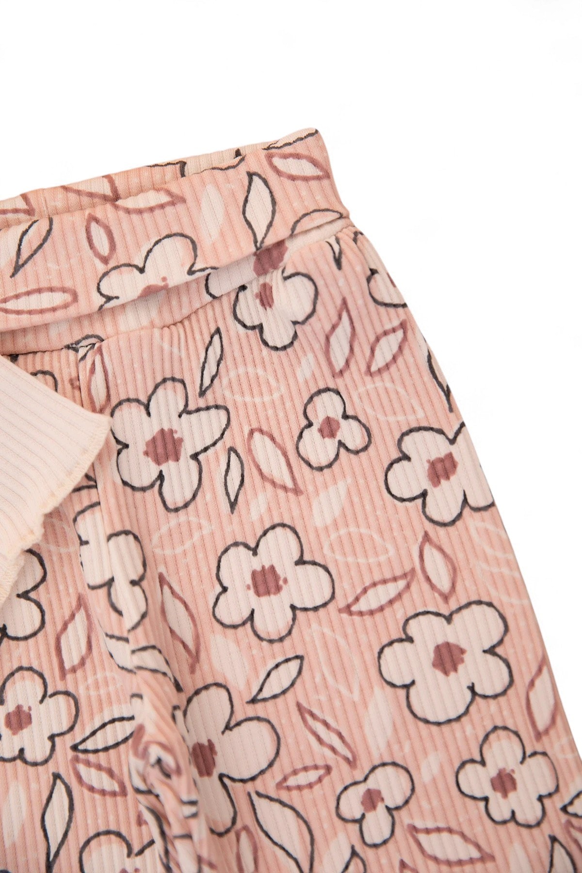 Kız Bebek Papatya Baskılı Fitilli 0-3-6 Ay Kendinden Patikli 2'li Şık Mevsimlik Takım R1889