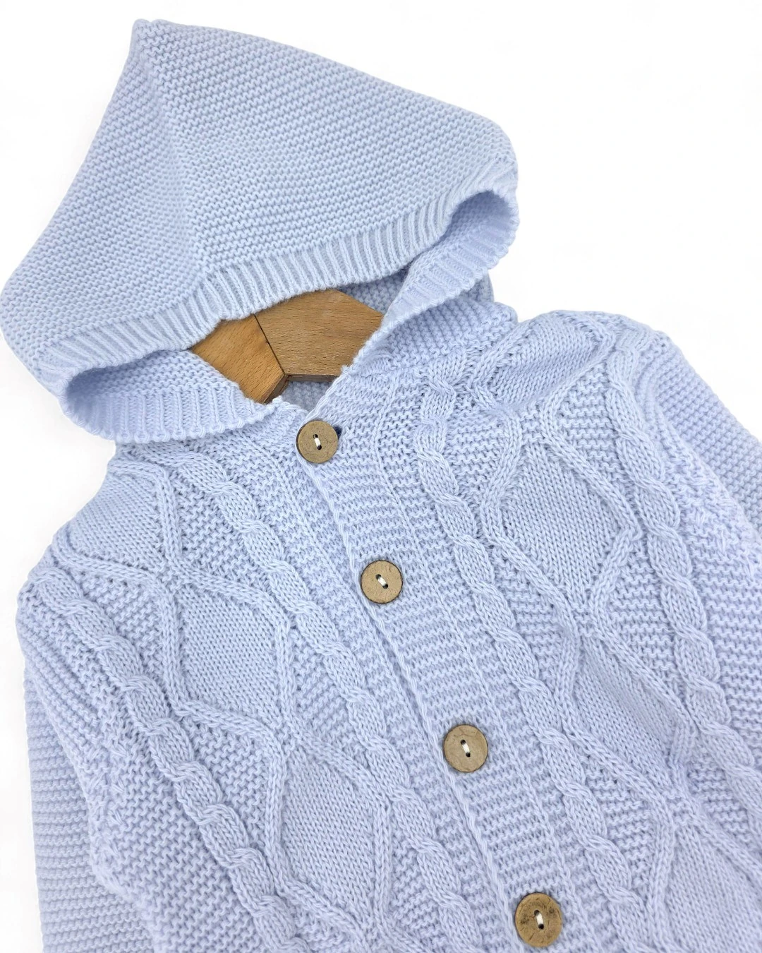 Kapüşonlu Düğmeli Kışlık Triko Tulum, 3-6-9-12 Ay Triko Tulum R2207