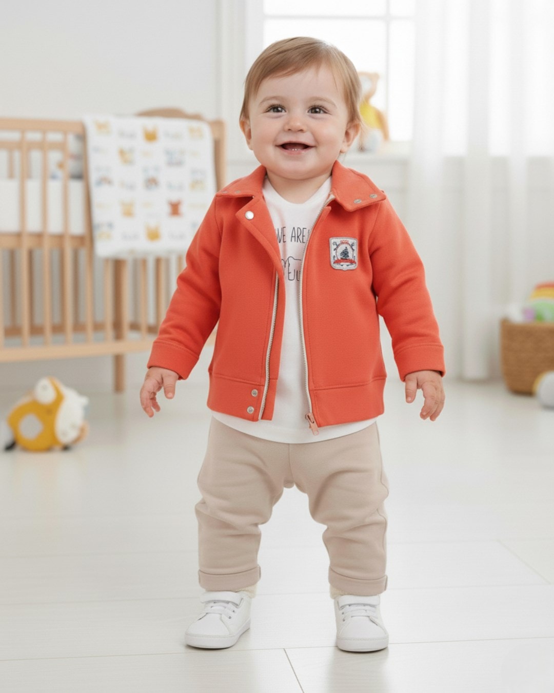 Erkek Bebek Mevsimlik 3-6-9-12-18 Aylık Hırkalı 3 Parça Alt Üst Takım R2230