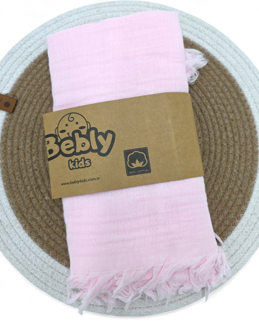Tek Katlı 110x90 Cm Saçaklı Düz Renk Lüx Müslin Battaniye BB5 - PEMBE