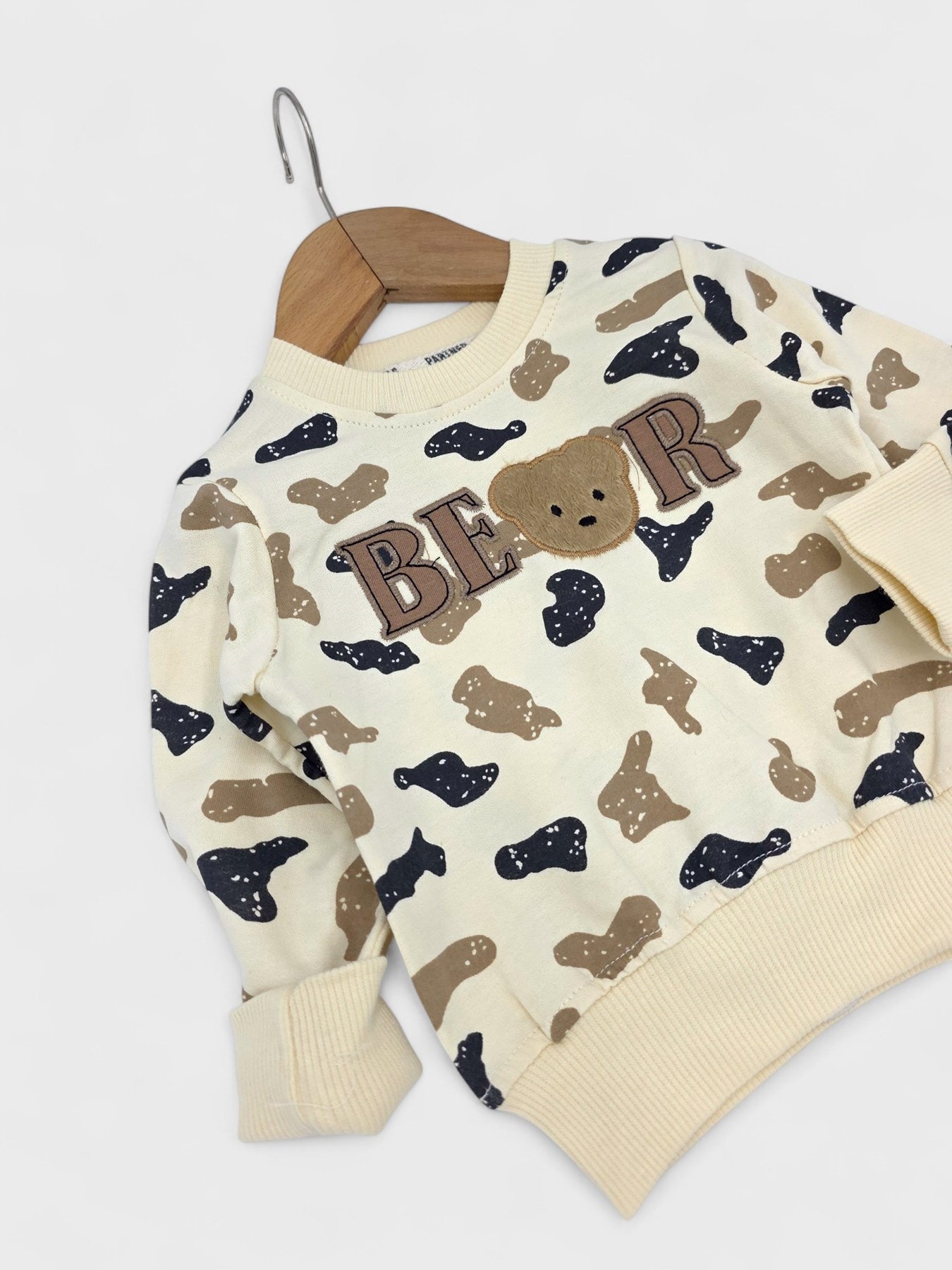 Erkek Bebek Bear Nakışlı Mevsimlik 2’li Takım - Uzun Kollu Sweatshirt ve Pantolon 6-24 Ay R1980