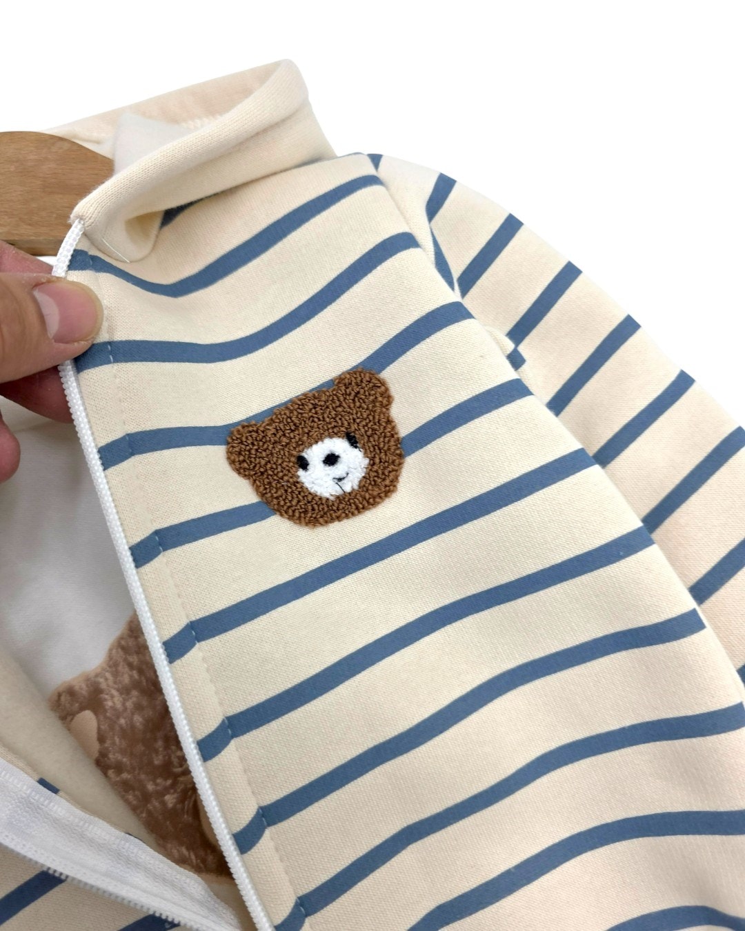 Erkek Bebek Çizgili Ayıcıklı , Kışlık 3 İp Şardonlu Ceket ve Altlı, İnce Badili, 6-24 Ay 3'lü R2299