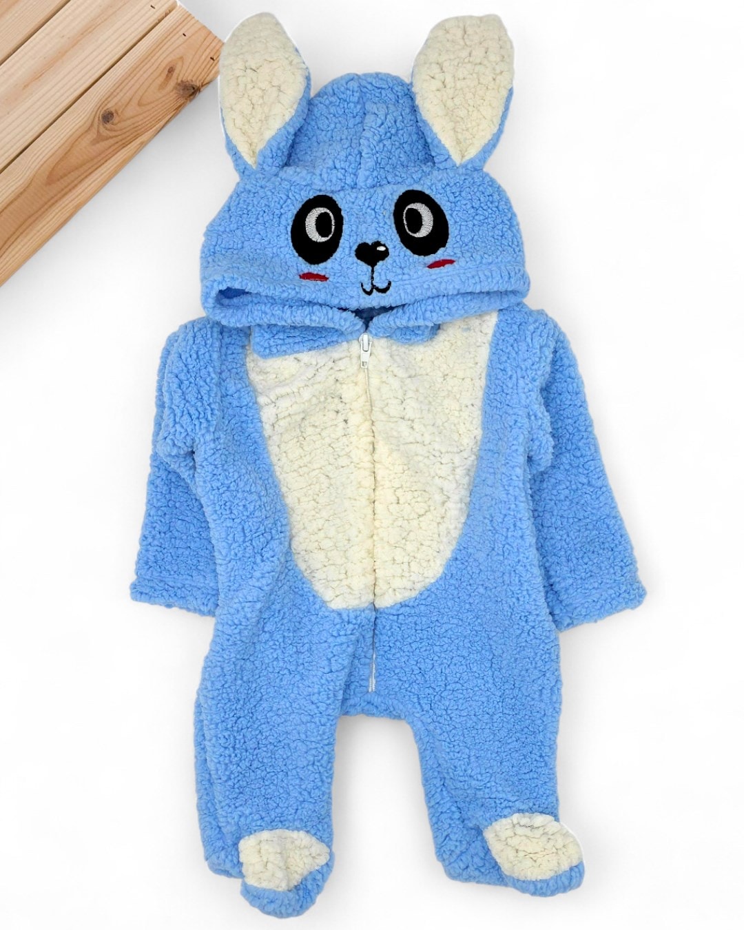Welsoft Fermuarlı Kulaklı Bebek Tulumu | 0-9 Ay Unisex Sevimli Hayvan Figürlü Kışlık Bebek Tulumu R2214