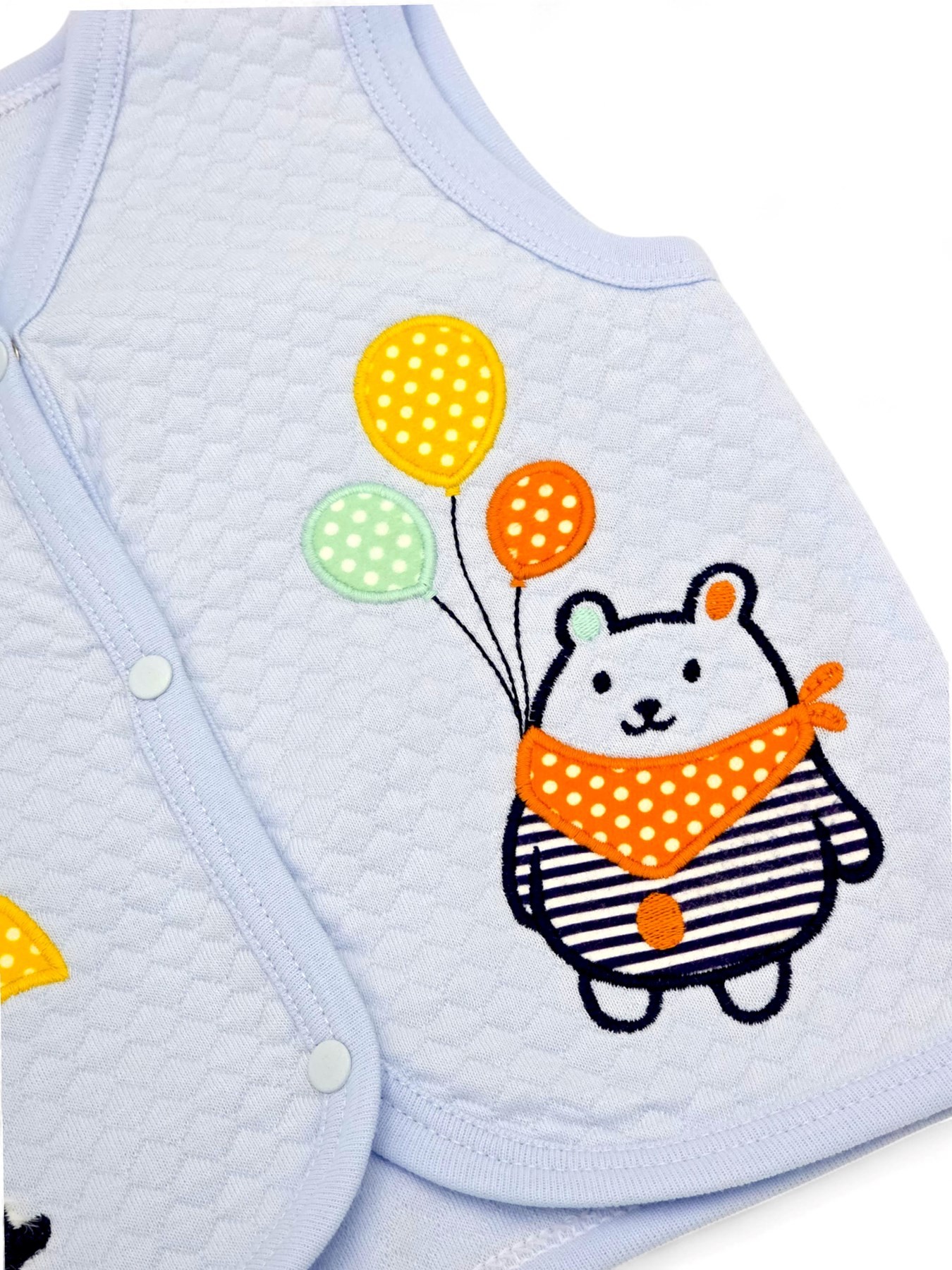 YENİ DOĞAN BEBEK 0-3-6-9-12 AY PENGUEN VE BALON DETAYLI YELEK R1902