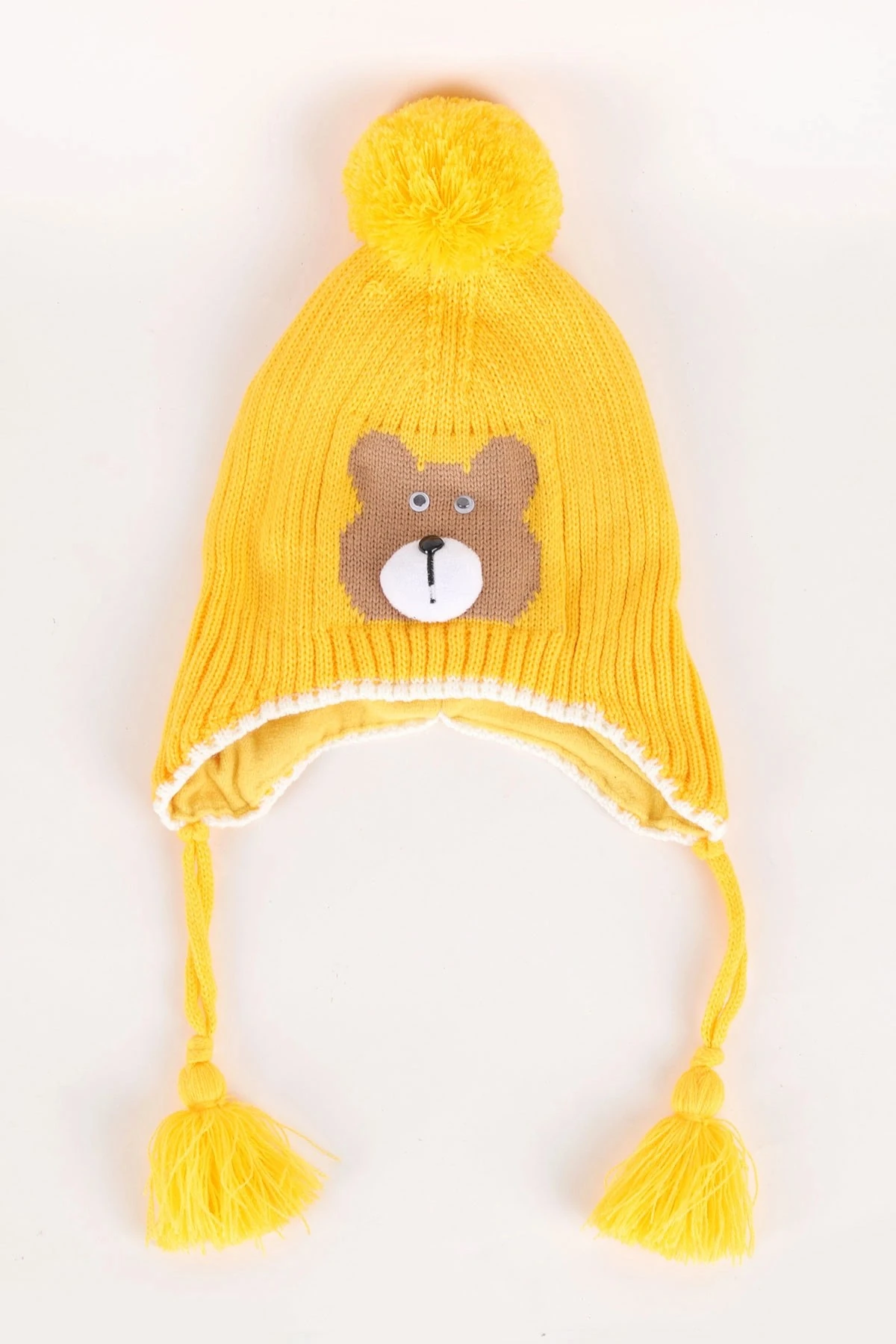 Erkek Çocuk 4-8 Yaş İçi Polarlı Triko Çocuk Beresi BR33 - SARI