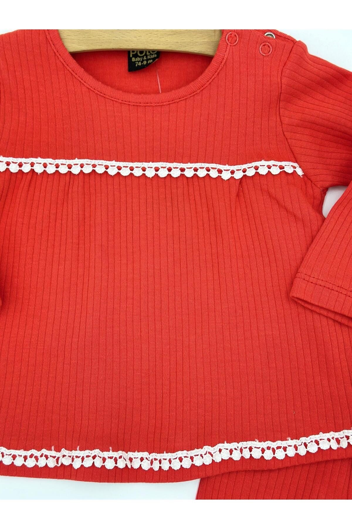 FİTİLLİ DANTEL GÜPÜRLÜ KIZ BEBEK TAKIMI , MEVSİMLİK, UZUN KOLLU,  FİTİLLİ KIZ BEBEK TAKIMI 6-24 AY R960