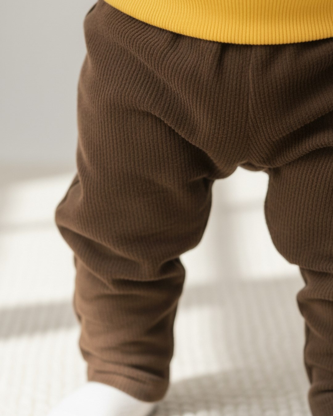 Erkek Bebek Kadife Pantalonlu, Hafif Şardonlu 2 İplik Sweathirt, 3-6-9-12-18-24 Ay 2'li Şık Takım R2135