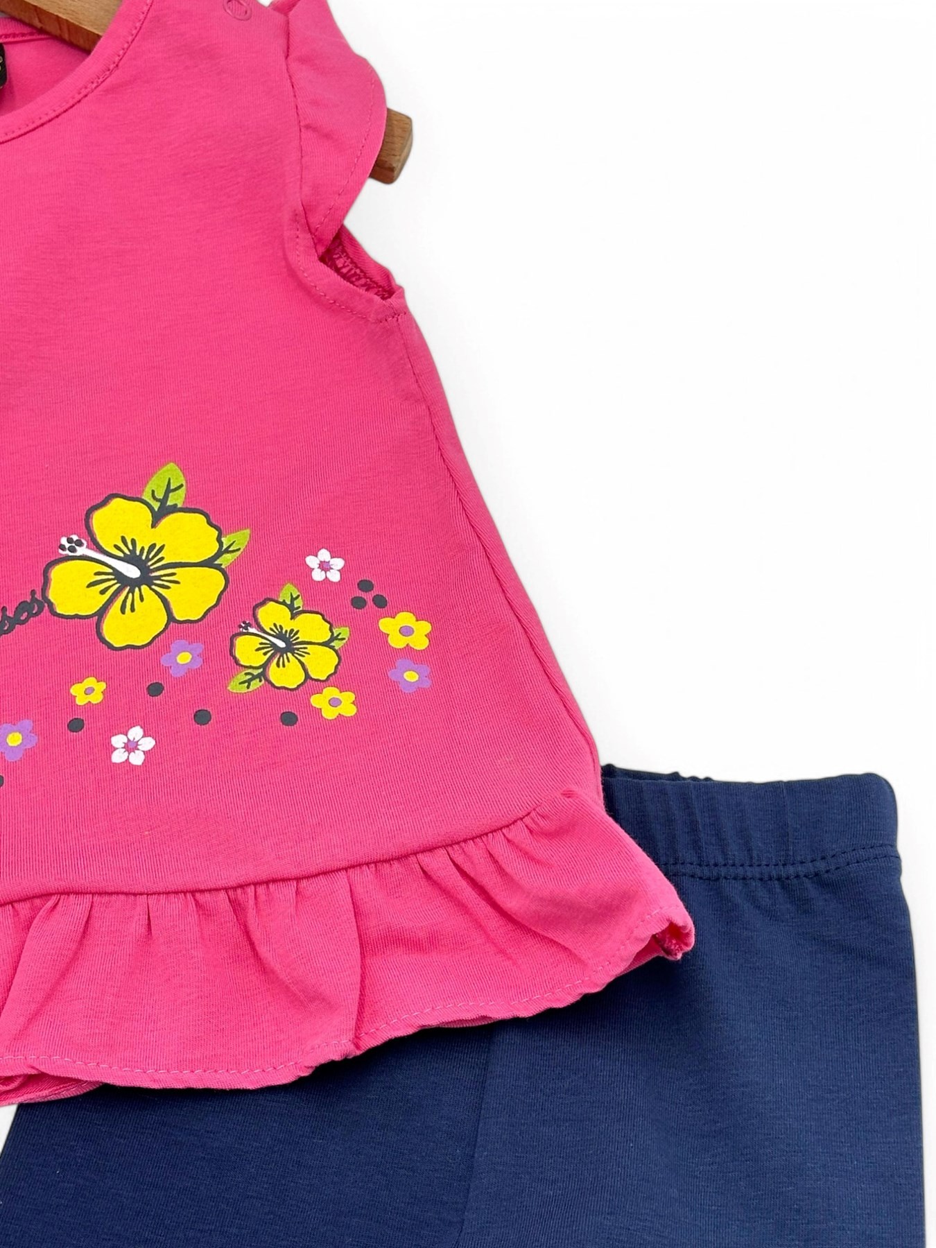 KIZ BEBEK YAZLIK ÇİÇEK BASKILI TAYTLI  6-9-12-18-24 AY KIZ BEBEK TAKIMI R1763