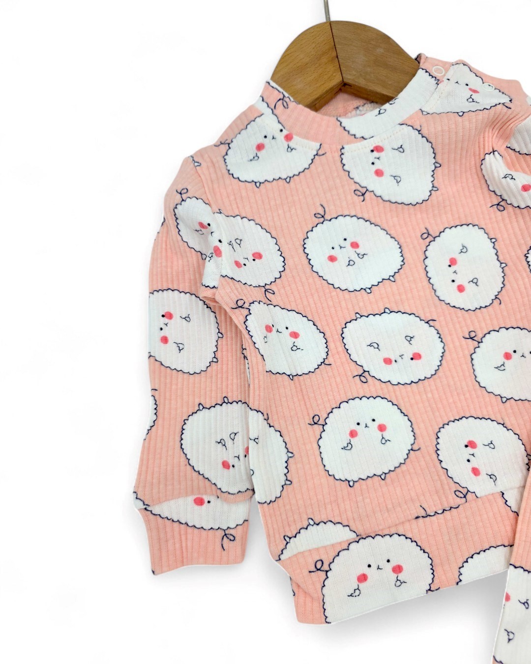 Kız Bebek Ayıcık Baskılı İnce Mevsimlik Gecelik Pijama Takımı, Esnek İnce Kumaş R2037