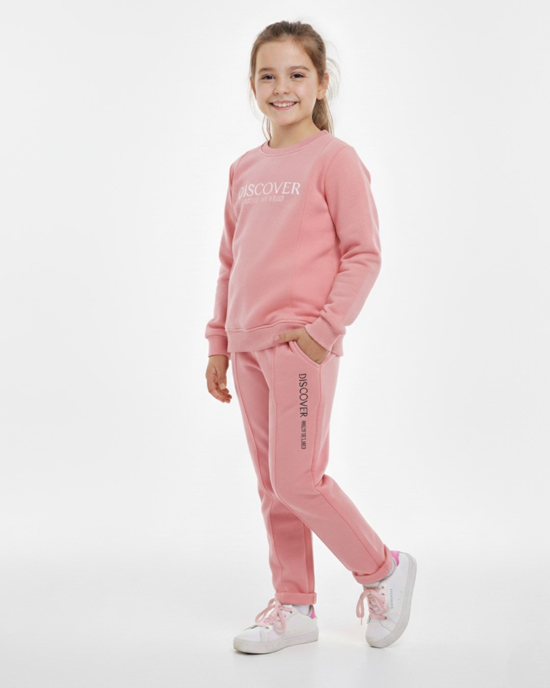 Kız Çocuk Kışlık 3 İp Şardonlu 10-11-12-13-14 Yaş Eşofman Takımı / R2293 - PEMBE