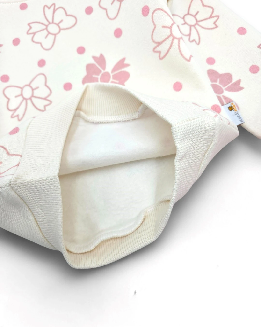 Kız Bebek Fiyon Baskılı Kışlık 3 İp Şardonlu Fırfırlı 6-9-12-18-24 Ay Alt Üst Şık Takım R2310