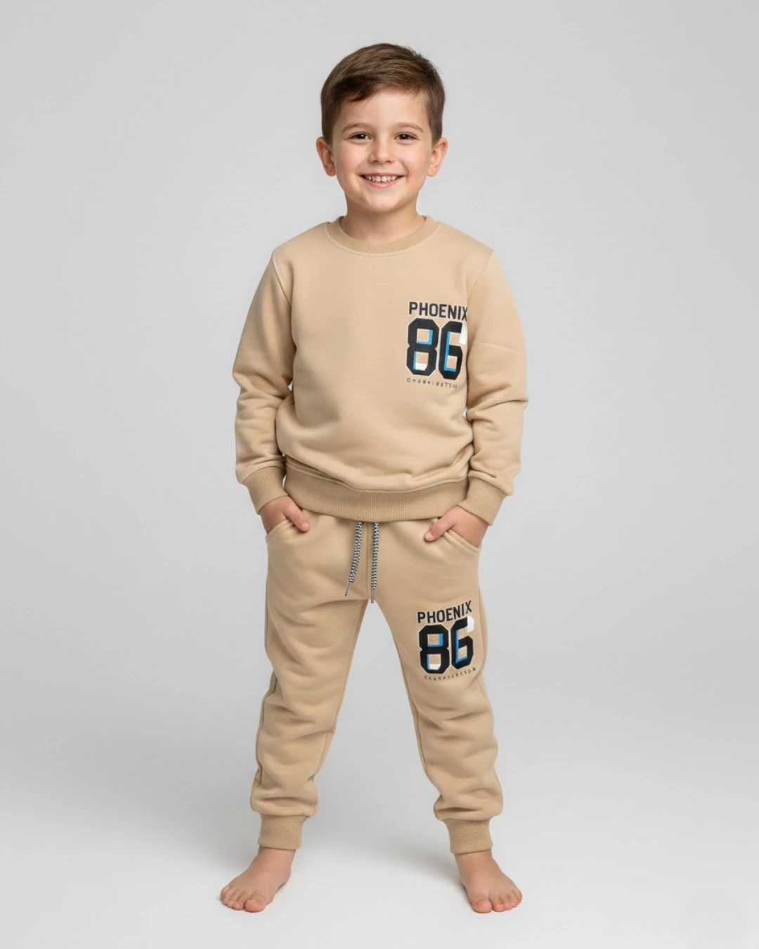 Erkek Çocuk Mevsimlik Sırtı Baskılı 4-5-6-7-8 Yaş Alt Üst Compact Eşofman Takımı R2407