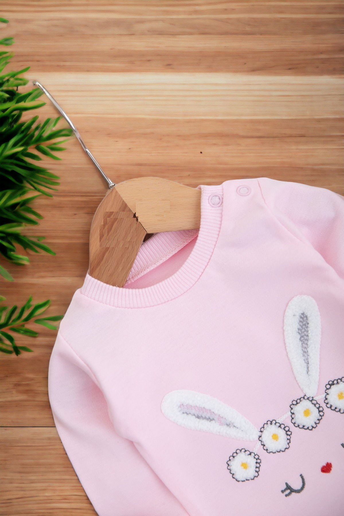 KIZ BEBEK KAPÜŞONLU TAVŞAN KULAKLI ÇİZGİLİ TAVŞAN BASKILI 3 PARÇA ZIBINLI ŞİRİN KIZ BEBEK TAKIM R335
