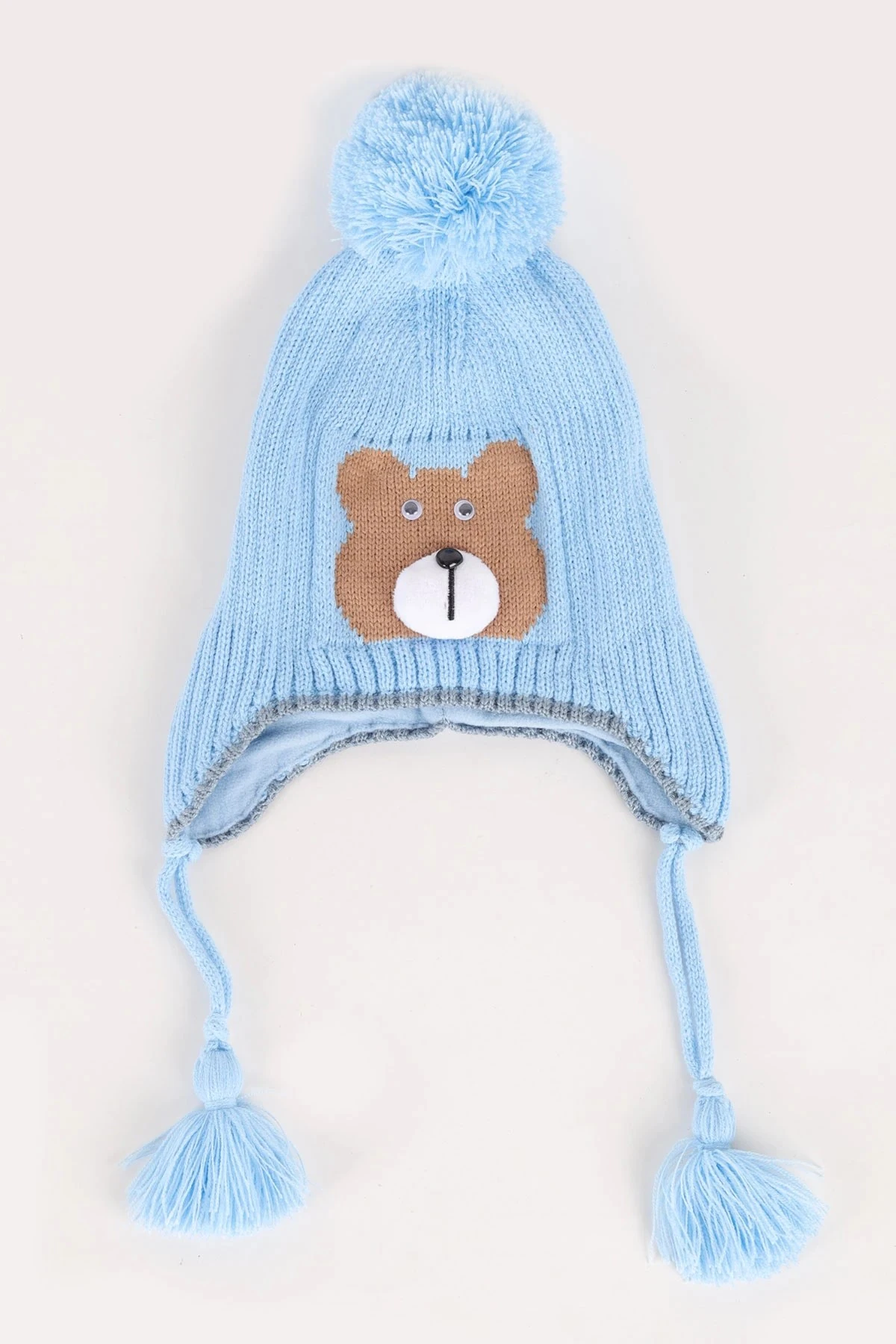 Erkek Çocuk 4-8 Yaş İçi Polarlı Triko Çocuk Beresi BR33 - MAVİ