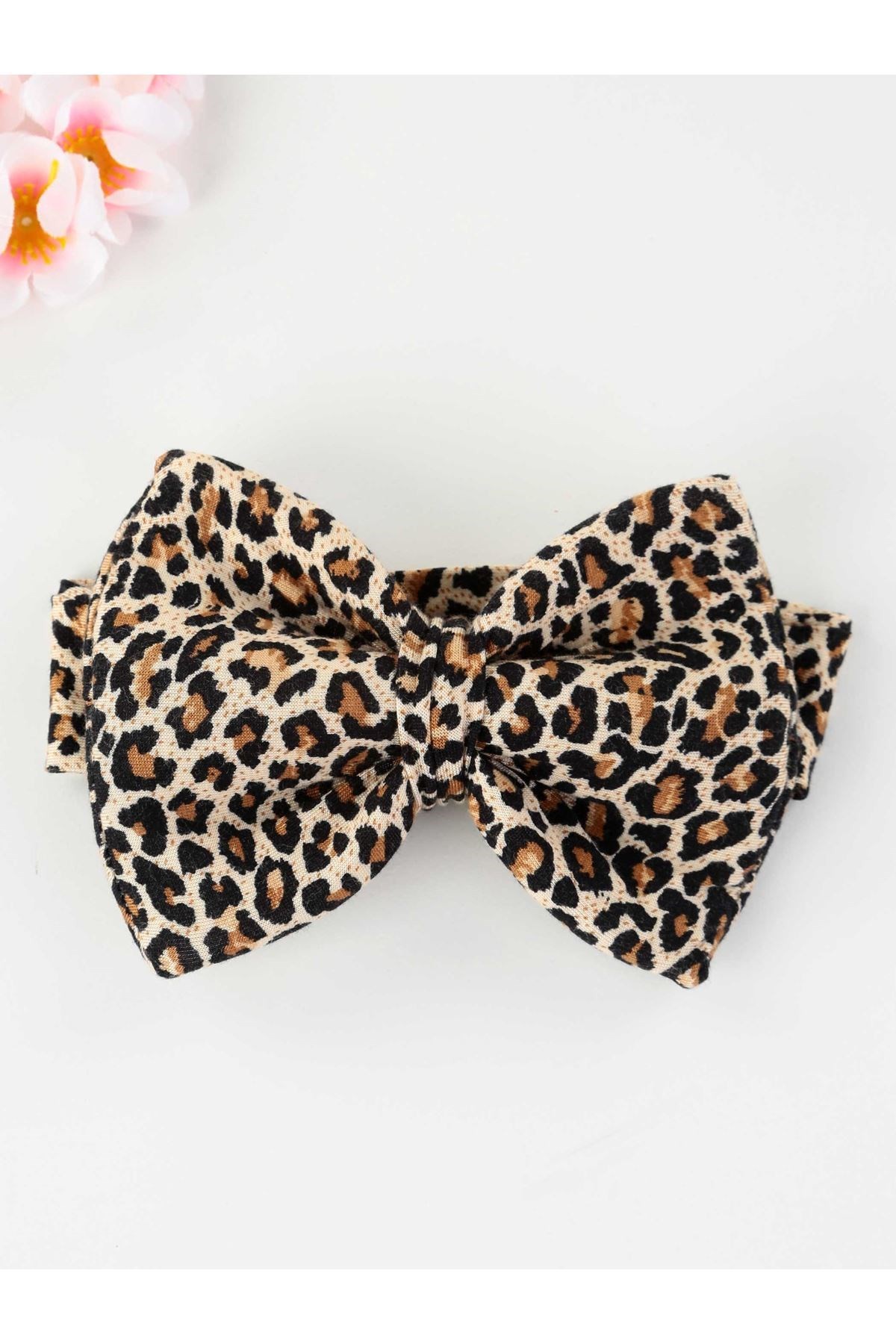 LEOPAR DESENLİ FİYONK DETAYLI SAÇ BANDI / BANDANA 0-18 AY BD1