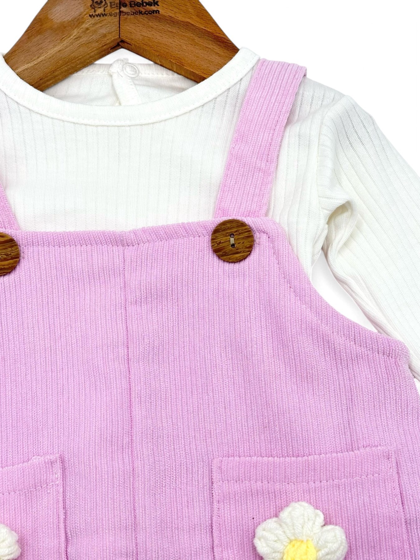 KIZ BEBEK MEVSİMLİK PAPATYA AKSESUARLI SALOPET 3-6-9-12-18 AY  ELBİSE VE İÇ BADİSİ R1552