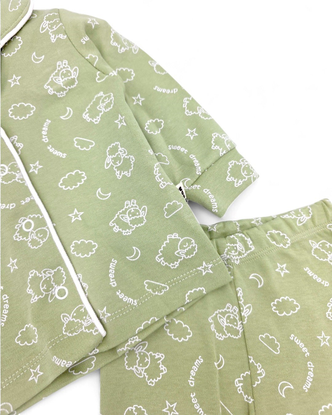 Kuzu Baskılı Kruvaze Yakalı 3-6-9-12 Ay %100 Pamuklu Pijama Takımı l Gecelik Takımı R2043