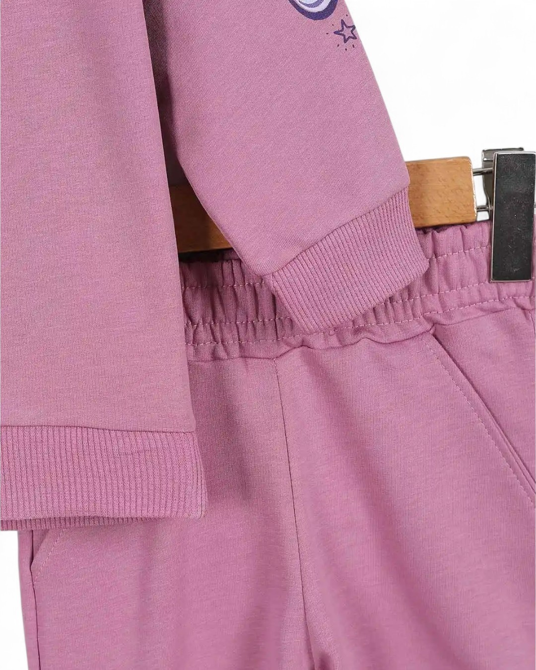 Kız Çocuk Sırtı Baskılı Sweatshirt ve Kargo Cepli Eşofman Altlı 6-7-8-9-10 Yaş Eşofman Takımı  R2143