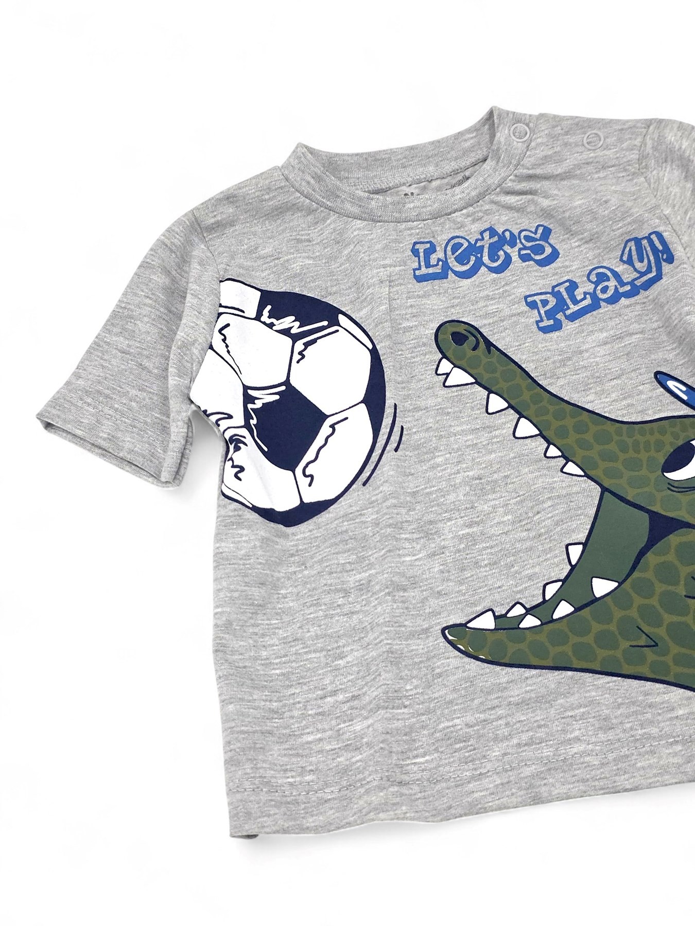 ERKEK BEBEK TİMSAH VE FUTBOL TOPU BASKILI 6-9-12-18-24 AY BEBEK TAKIMI OT74