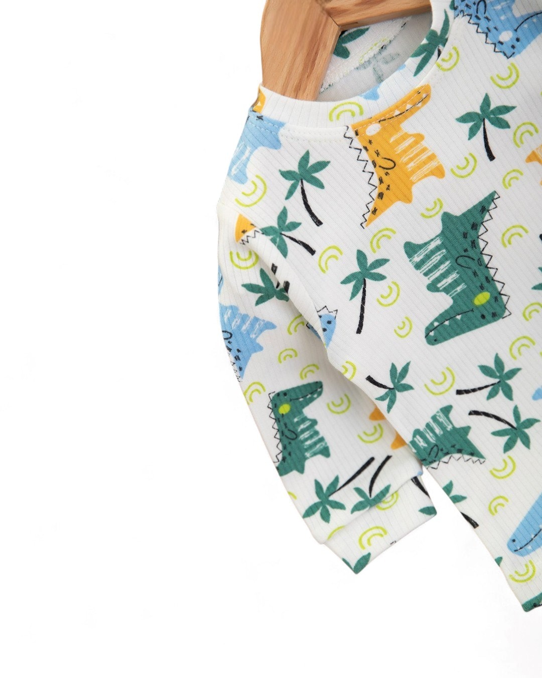 Erkek Bebek Dinazor Baskılı Fitilli Şirin Bahçıvan Salopet Tulum Ve İç Badili Takım R1107