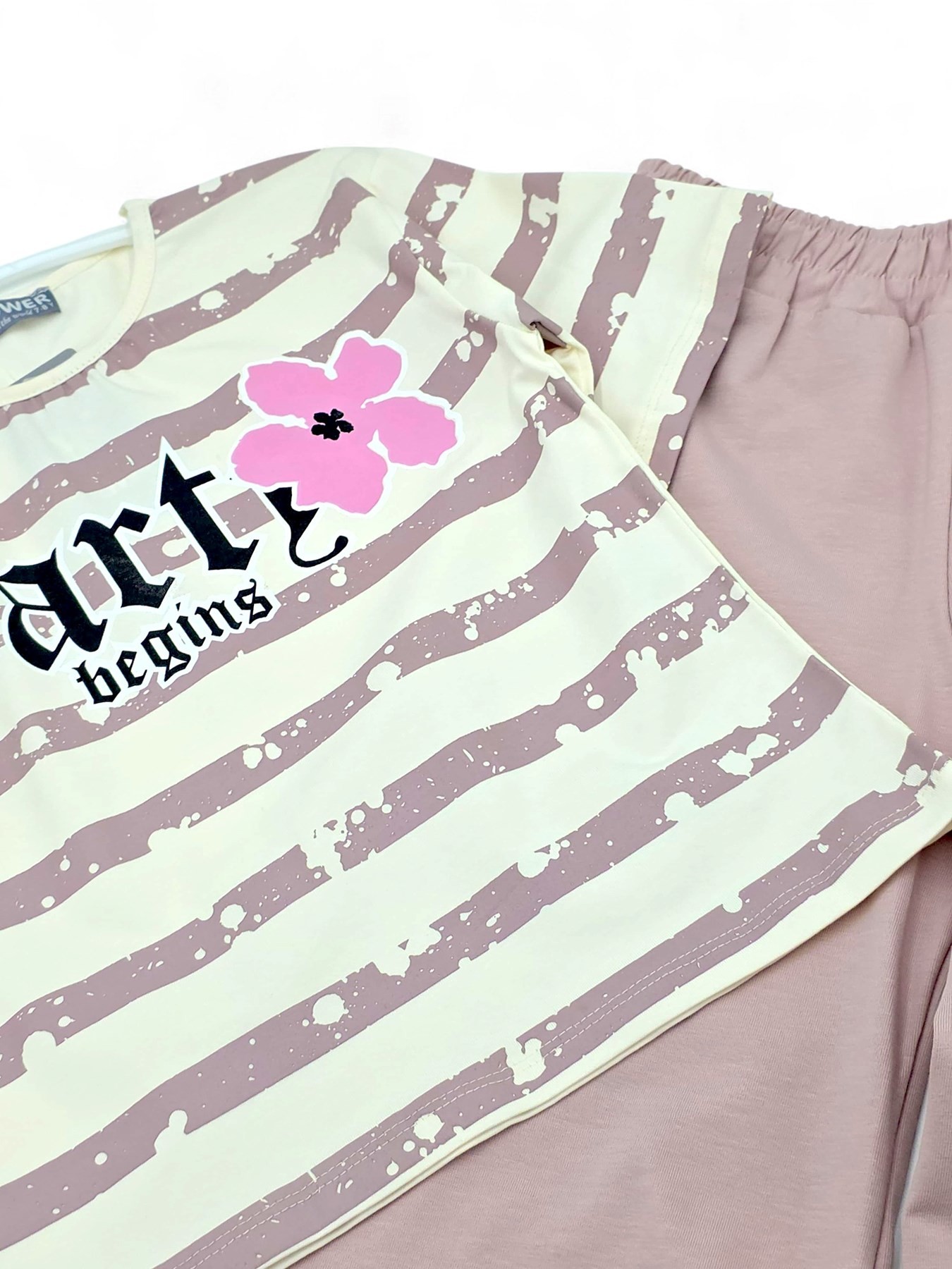 KIZ ÇOCUK YAZLIK ÇİZGİLİ T-SHIRT GENİŞ PAÇA KAPRİLİ 8-12 YAŞ COMPACT ALT ÜST TAKIM R1886