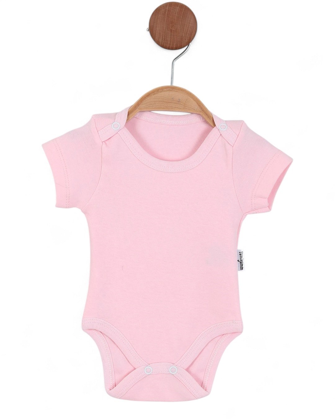Yarım Kollu Düz Baskısız Bebek Çıtçıtlı Body, Zıbın, Atlet 0-3 Yaş R1051 - PEMBE