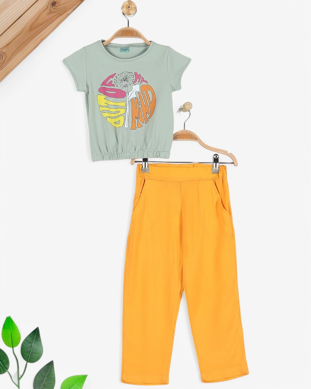 KIZ ÇOCUK 2-3-4-5-6 YAŞ BÜRÜMCÜK PANTALONLU YAZLIK ŞIK TAKIM R1715 - SU YEŞİLİ