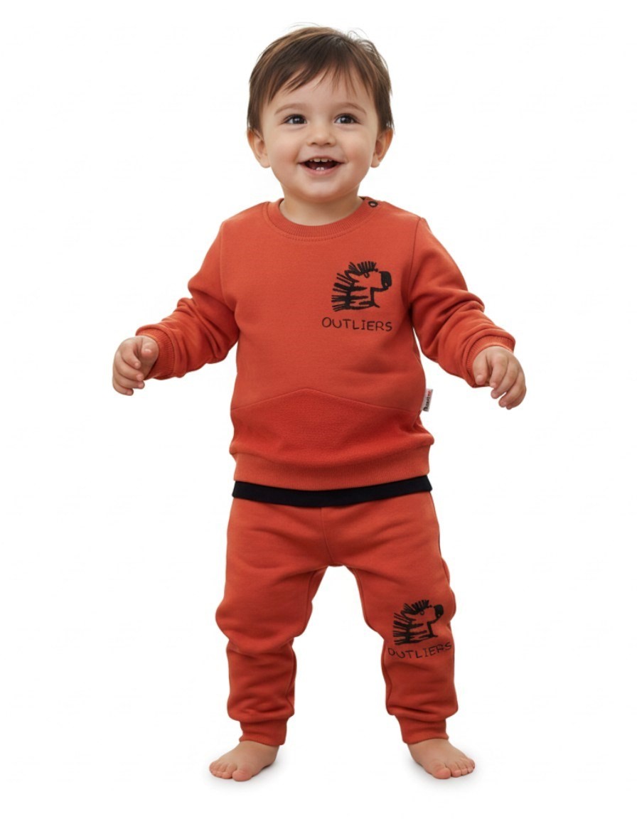 Erkek Bebek Zebra Baskıı, Manşet Detaylı 6-9-12-18 Ay %100 Pamuklu, 2 İplik Erkek Bebek Takımı  R1076