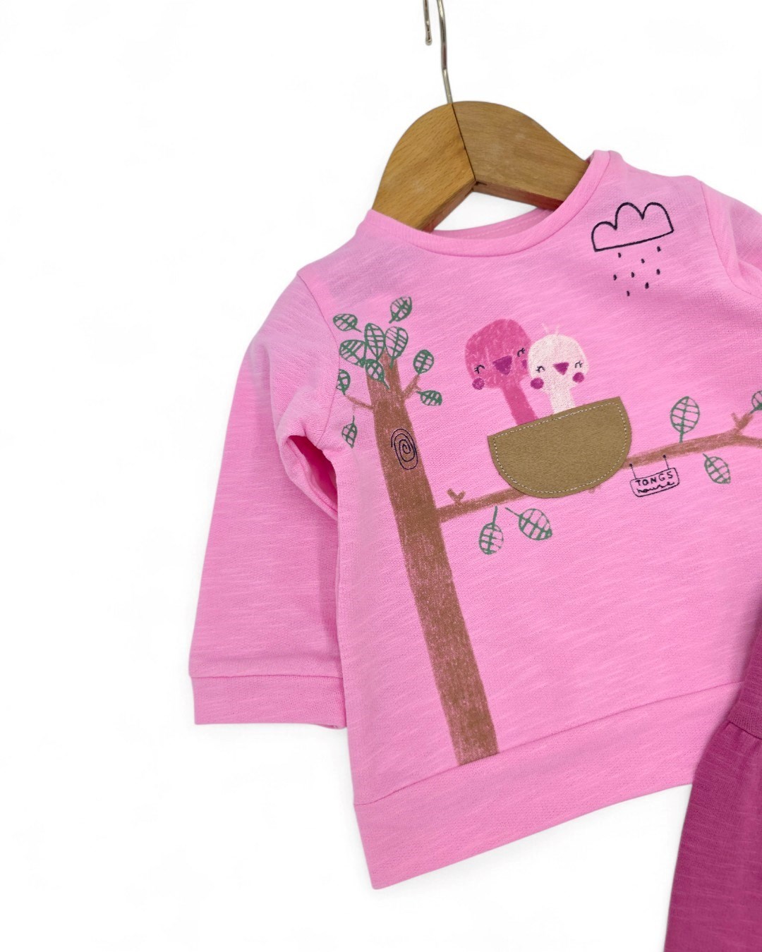 Kız Bebek ,Kuş Baskılı, Mevsimlik 6-36 Ay Arası Şık Bebek Takımı Premium Kalite R2059