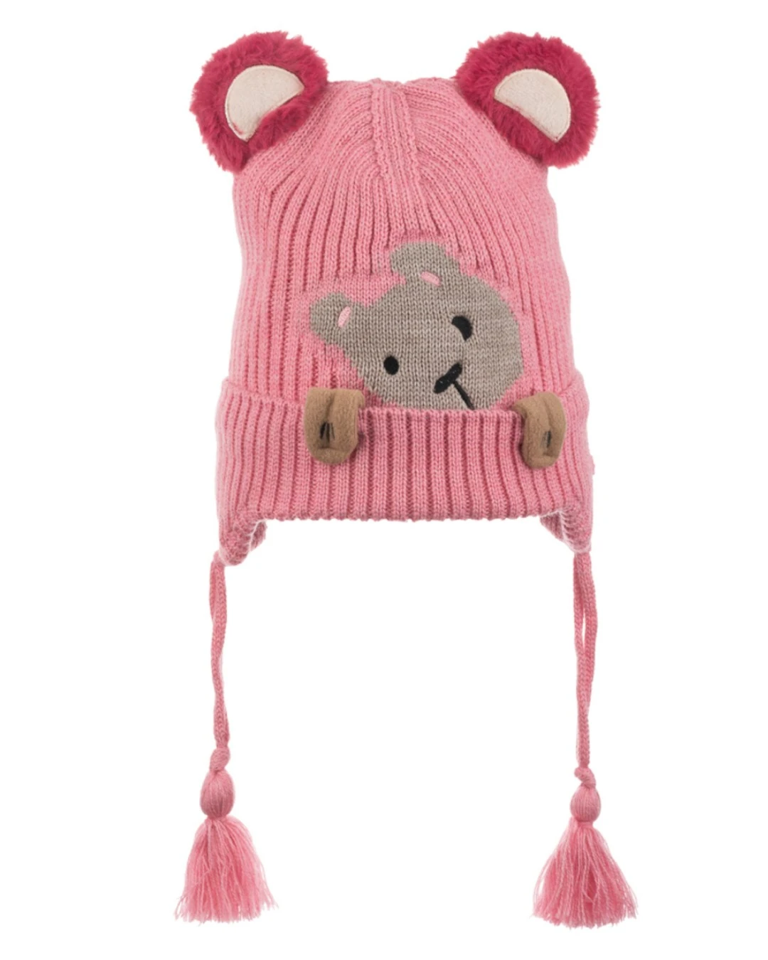 Kız Çocuk 4-8 Yaş İçi Polarlı Triko Çocuk Beresi BR32 - PEMBE