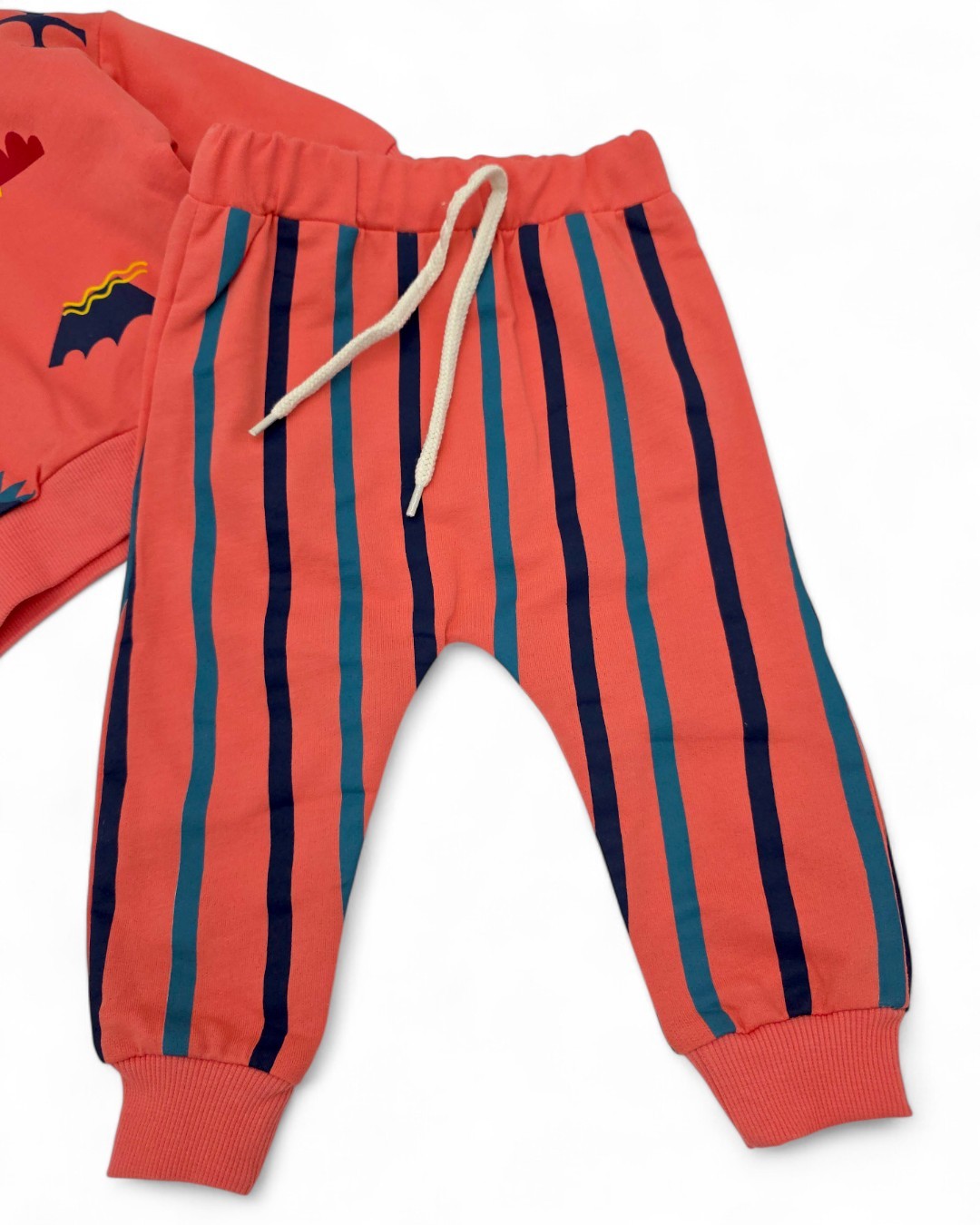 Erkek Bebek Mevsimlil Baskılı Sweatshirt, Çizgili Altlı 6-9-12-18-24 Ay 2'li Alt Üst Takım R2103