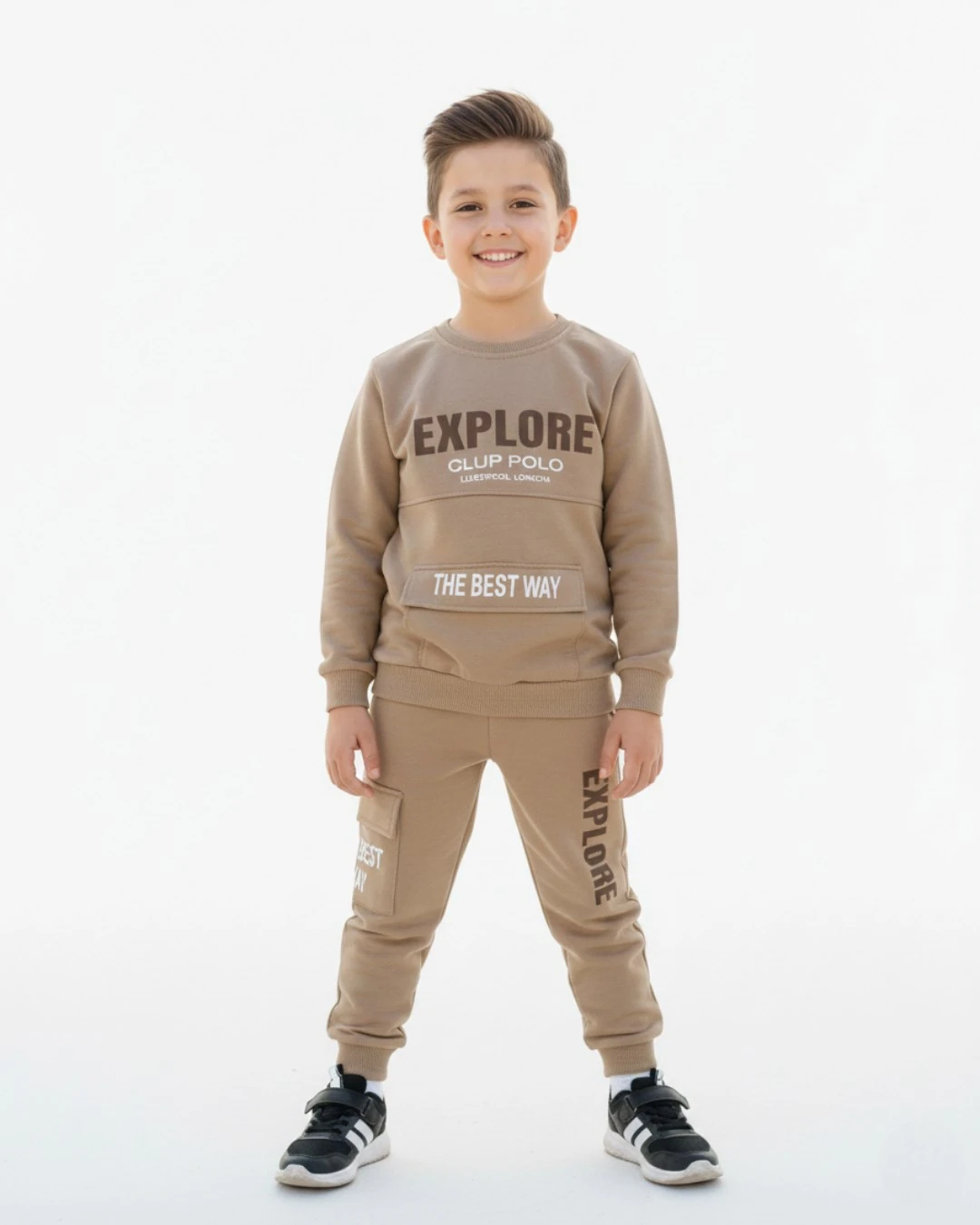 Erkek Çocuk Mevsimlik 6-7-8-9-10 Yaş Cep Detaylı Alt Üst Eşofman Takımı l 2 İplik Alt Üst Takım R2386