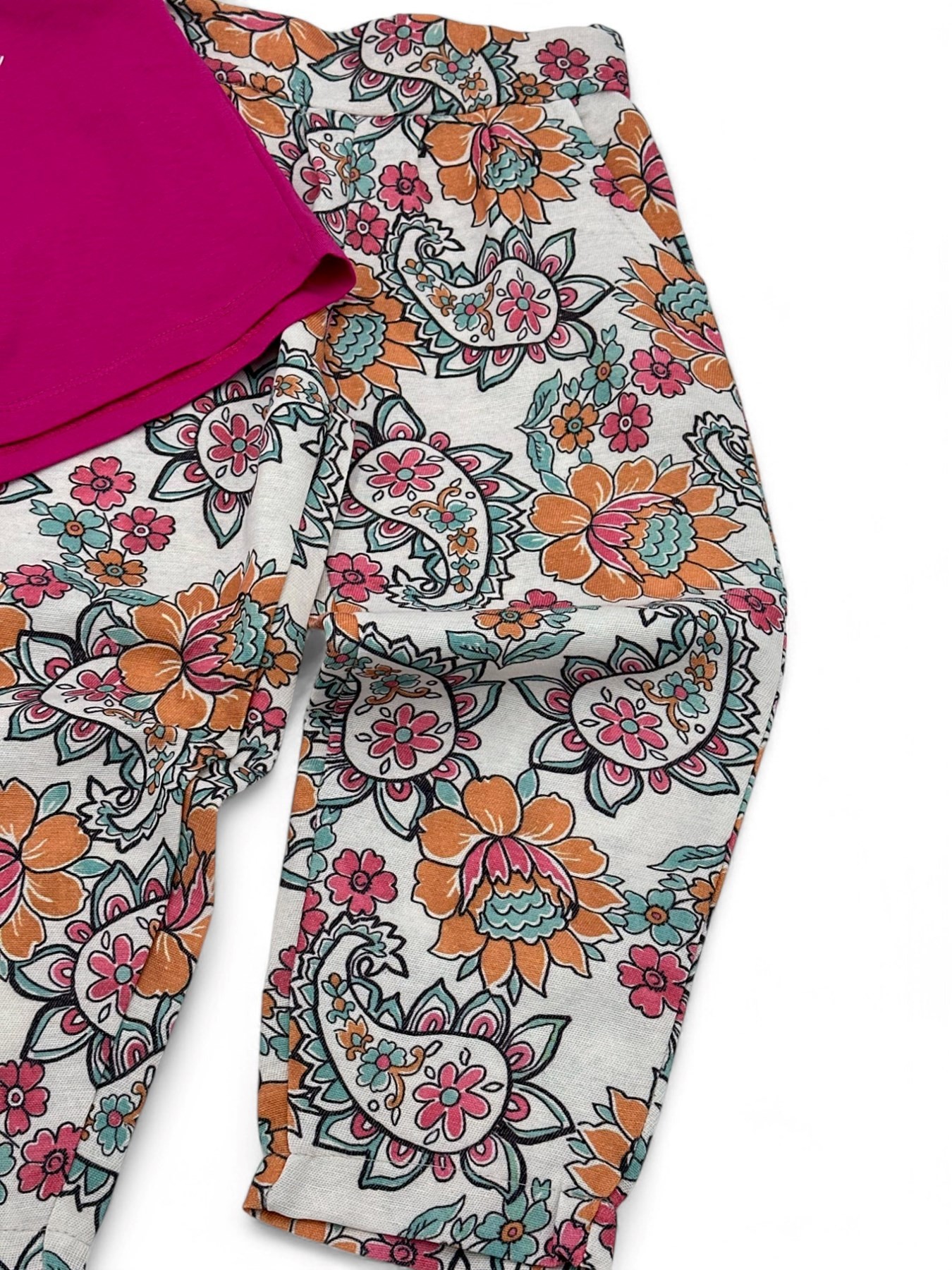 KIZ ÇOCUK ETNİK DESEN KETEN PANTALONLU YAZLIK 2-3-4-5-6 YAŞ ALT ÜST TAKIM R1713