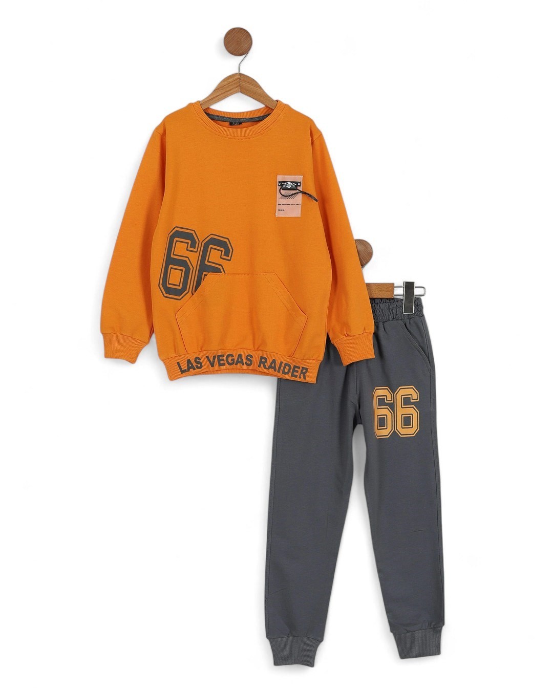 Erkek Çocuk 2-10 Yaş Mevsimlik Baskılı Sweatshirt, 7-10 Yaş Eşofma Takımı R2119 - TURUNCU