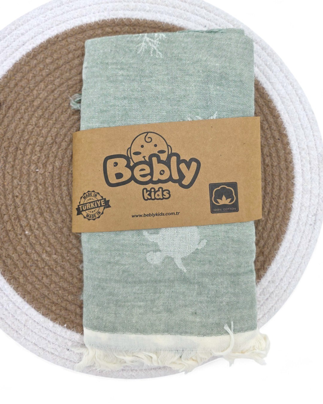 Tek Katlı 110x90 Cm Saçaklı Lüx Müslin Battaniye BB4 - YEŞİL