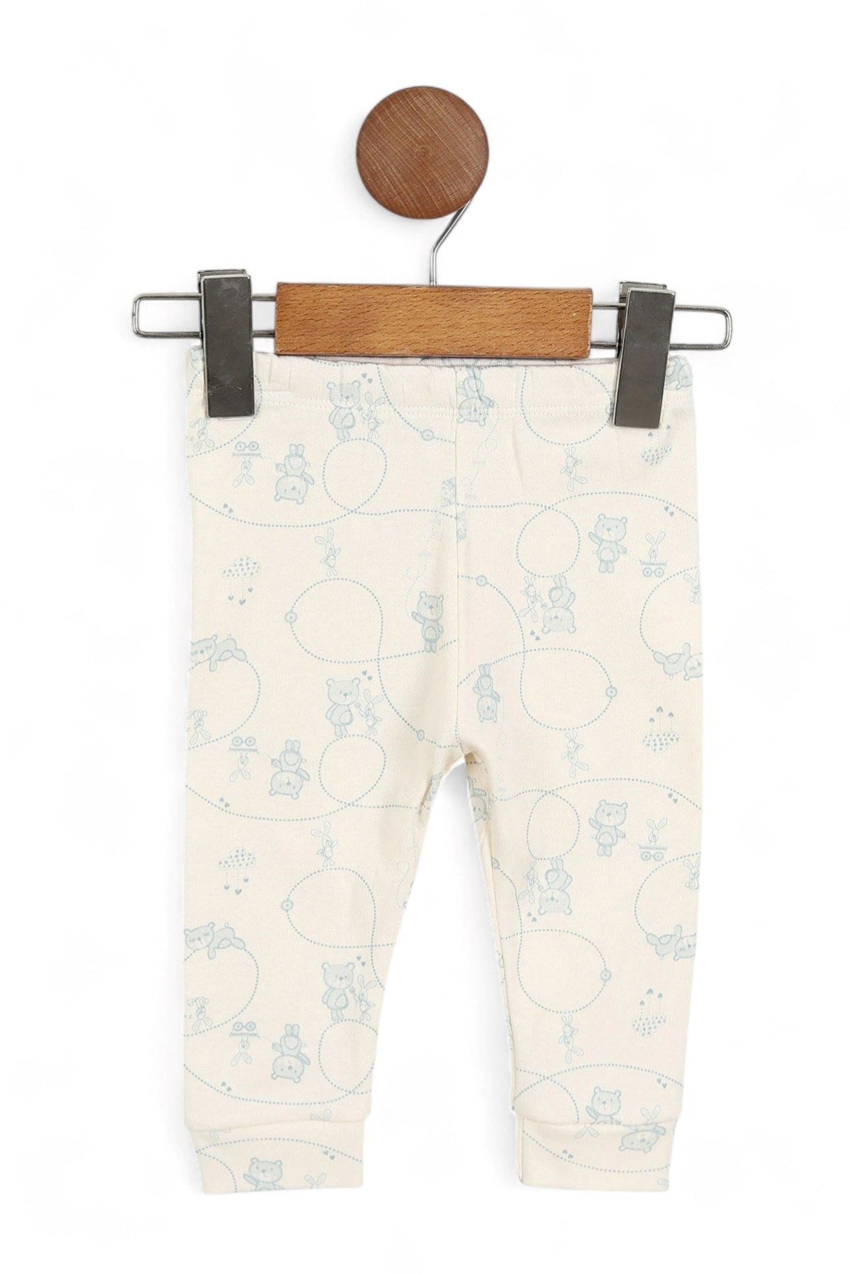 Ayıcık Baskılı Kruvaze Yakalı 3-6-9-12 Ay %100 Pamuklu Pijama Takımı l Gecelik Takımı R2041